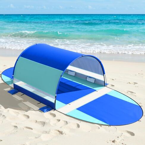 Rhino Valley Beach Tent with Double Zippered Doors, Beach Tent Sun Shelter with UPF50+ UV Protection, Beach Canopy Portable Storage Bag for Beach Camping Fishing, for 5-6 People in Kuwait