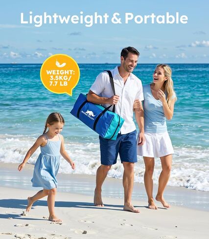 Rhino Valley Beach Tent with Double Zippered Doors, Beach Tent Sun Shelter with UPF50+ UV Protection, Beach Canopy Portable Storage Bag for Beach Camping Fishing, for 5-6 People in Kuwait