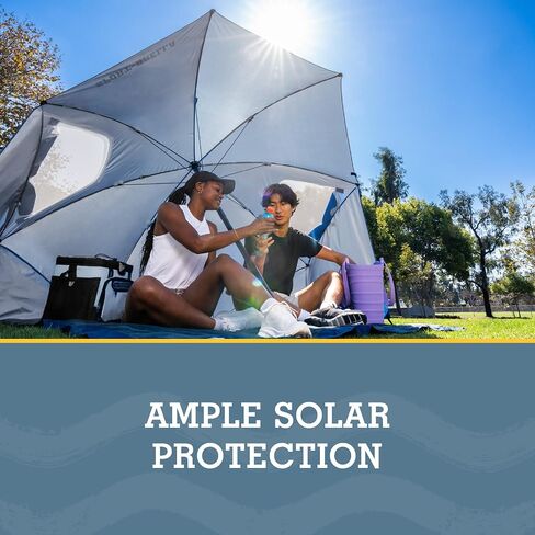 Sport-Brella Premiere UPF 50+ Umbrella Shelter with Patented Side Panels and Tilt Mechanism, Heavy-Duty 1.25 Inch Center Pole, Auger Anchor for Sand and Grass, 8 Foot Canopy, Cherry Red in Kuwait
