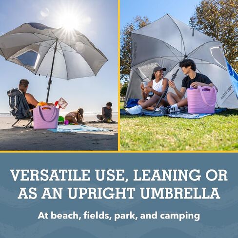 Sport-Brella Premiere UPF 50+ Umbrella Shelter with Patented Side Panels and Tilt Mechanism, Heavy-Duty 1.25 Inch Center Pole, Auger Anchor for Sand and Grass, 8 Foot Canopy, Cherry Red in Kuwait