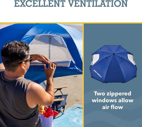 Sport-Brella Premiere UPF 50+ Umbrella Shelter with Patented Side Panels and Tilt Mechanism, Heavy-Duty 1.25 Inch Center Pole, Auger Anchor for Sand and Grass, 8 Foot Canopy, Cherry Red in Kuwait