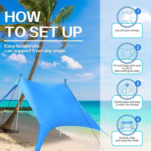 Beach Canopy Beach Tent Sun Shelter 7.5X7.5 FT Beach Shade Canopy in Kuwait