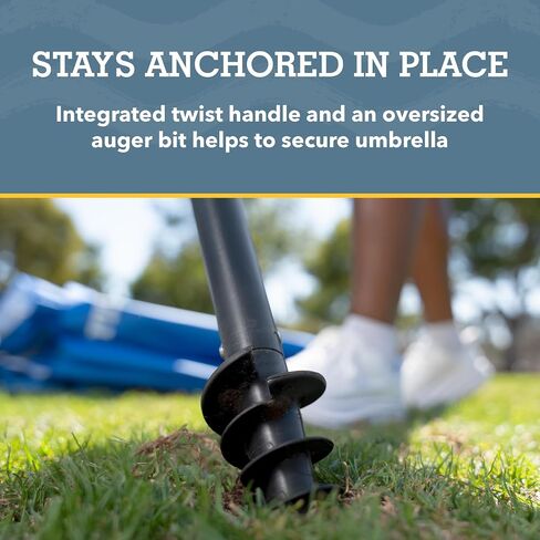 Sport-Brella Premiere UPF 50+ Umbrella Shelter with Patented Side Panels and Tilt Mechanism, Heavy-Duty 1.25 Inch Center Pole, Auger Anchor for Sand and Grass, 8 Foot Canopy, Coastal Blue in Kuwait