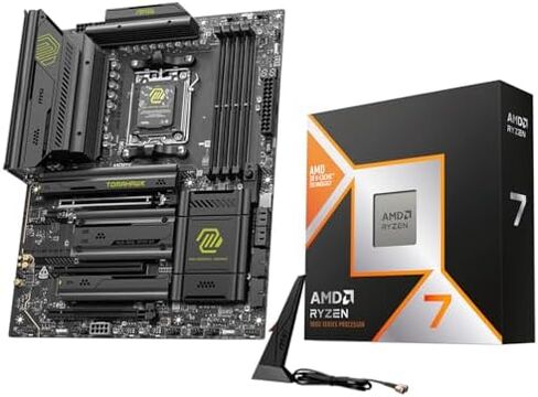 Micro Center 3-in-1 Bundle: AMD Ryzen 7 9800X3D CPU Processor with MSI MAG X870E Tomahawk WiFi ATX Motherboard and KLEVV Bolt V DDR5 32GB (2x16GB) 6000MHz CL30 Ram Memory in Kuwait