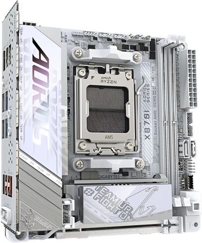 GIGABYTE X870I AORUS PRO Ice Motherboard - Supports AMD Ryzen 9000 Series CPUs, 8+2+1 Phase VRM, up to 8400MHz DDR5 (OC), 1xPCIe 5.0 M.2 + 1xPCIe 4.0 M.2, WI-FI 7, 2.5GbE LAN, USB 4 in Kuwait