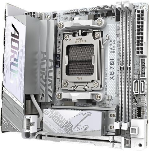 GIGABYTE X870I AORUS PRO Ice Motherboard - Supports AMD Ryzen 9000 Series CPUs, 8+2+1 Phase VRM, up to 8400MHz DDR5 (OC), 1xPCIe 5.0 M.2 + 1xPCIe 4.0 M.2, WI-FI 7, 2.5GbE LAN, USB 4 in Kuwait