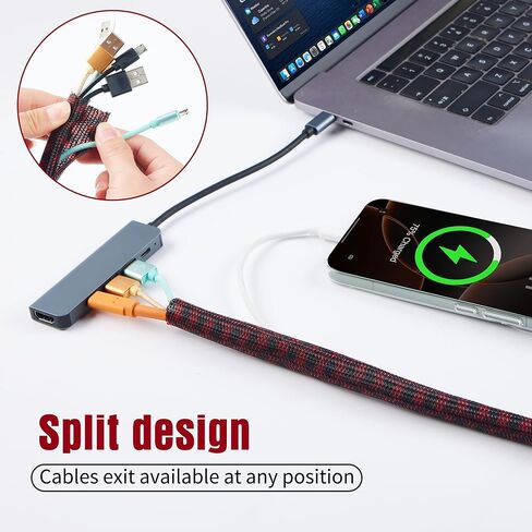 Cable Management Sleeve Split Braided Wire Loom 3/4 Inch-25FT in Kuwait
