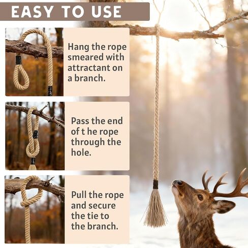 Deer Scent Rope for Hunting, 64 Inch Mock Scrape Rope Hanging Anywhere, Cotton Highly Absorbent Scent Rope for Deer Hunting Accessories (4pack) in Kuwait