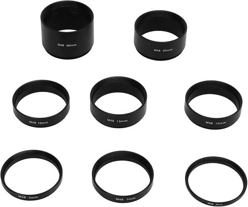 8Pcs Length Extension Tube Kit, Aluminum Alloy M48 X 0.75 Astronomical Extension Tube Kit 3 5 7 10 12 15 20 30mm Extending for Astronomical Telescope Photography in Kuwait