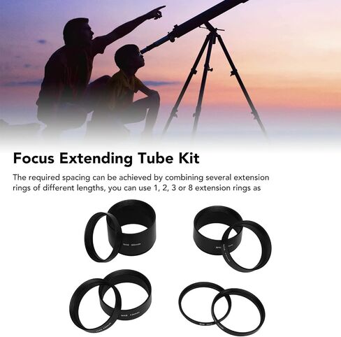 8Pcs Length Extension Tube Kit, Aluminum Alloy M48 X 0.75 Astronomical Extension Tube Kit 3 5 7 10 12 15 20 30mm Extending for Astronomical Telescope Photography in Kuwait