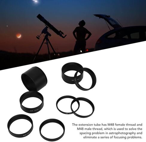 8Pcs Length Extension Tube Kit, Aluminum Alloy M48 X 0.75 Astronomical Extension Tube Kit 3 5 7 10 12 15 20 30mm Extending for Astronomical Telescope Photography in Kuwait
