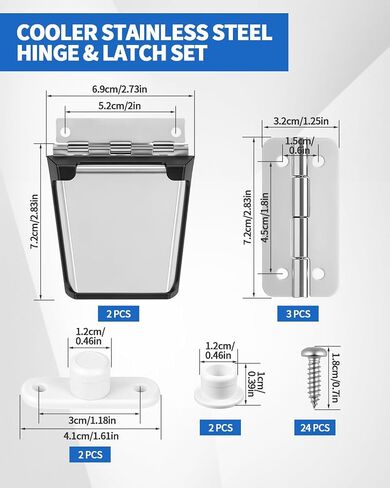 Cooler Stainless Steel Hinge & Latch Replacement for Igloo, Ice Chest Hinges, Latch Posts, and Screws, Cooler Hinges Replacement Parts in Kuwait