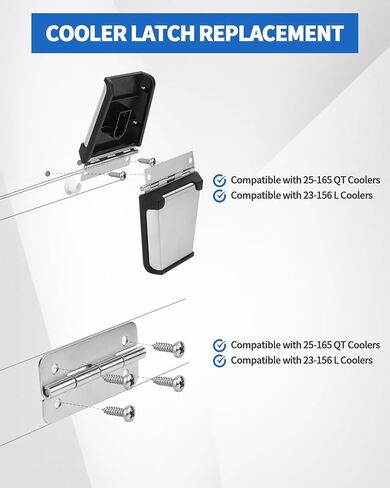Cooler Stainless Steel Hinge & Latch Replacement for Igloo, Ice Chest Hinges, Latch Posts, and Screws, Cooler Hinges Replacement Parts in Kuwait