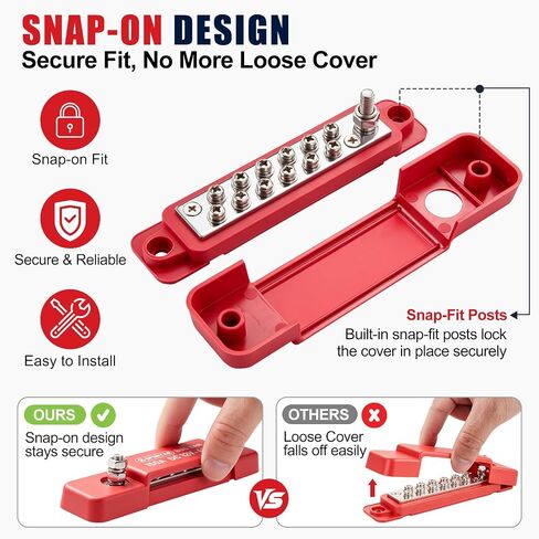 Spurtar Bus Bar 12v Power Distribution Block 150A 1/4" M6 Stud Terminal 12x M4 Screws Battery Ground Distribution Block for Car Automotive Marine Boat RV Solar Power System Wiring Accessories in Saudi Arabia