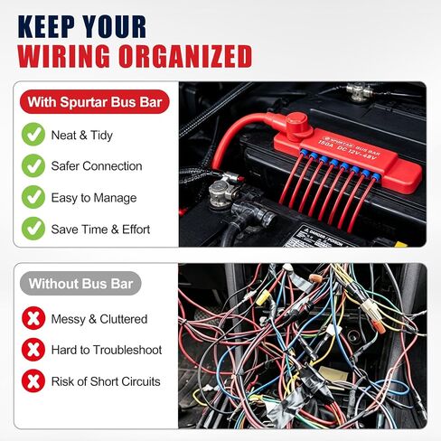 Spurtar Bus Bar 12v Power Distribution Block 150A 1/4" M6 Stud Terminal 12x M4 Screws Battery Ground Distribution Block for Car Automotive Marine Boat RV Solar Power System Wiring Accessories in Saudi Arabia