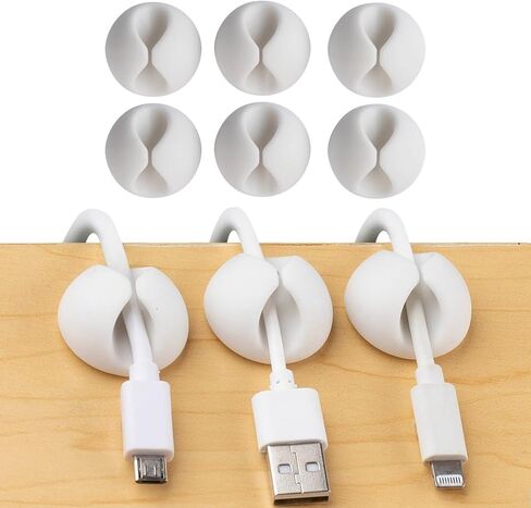 Convenient Cable Clips – Sticky, Compact Cable Holders for Cord Organization – Cord Keepers with 3M Strong Adhesive Backing for Organizing Power Cables, Phone Chargers, USB Cables & More – 6 Pack in Kuwait