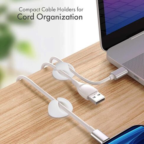 Convenient Cable Clips – Sticky, Compact Cable Holders for Cord Organization – Cord Keepers with 3M Strong Adhesive Backing for Organizing Power Cables, Phone Chargers, USB Cables & More – 6 Pack in Kuwait