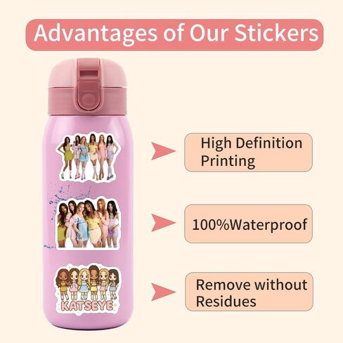 100pcs KATSEYE Stickers for Girl Water Bottle, Cool Kpop Music Vinyl Waterproof Decal for Kids Teen Adult Laptop Phone Skateboard Guitar Luggage Notebook Helmet in Kuwait