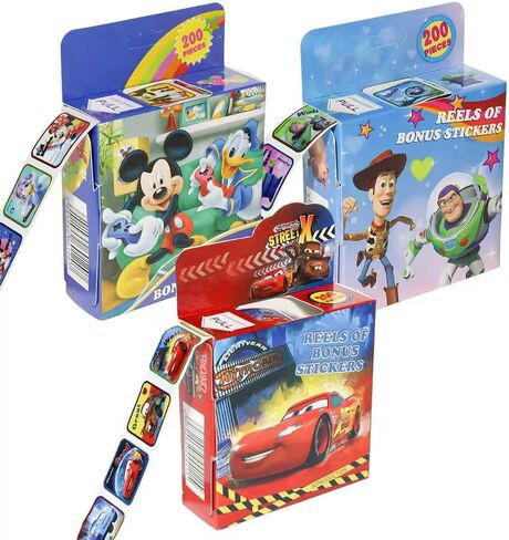 600 Pcs Roll Kids Sticker, 3 Pack in 30 Designs,1-1/2 Inch Self Adhesive Label Cartoon Stickers for Kids Teacher (Cartoon) in Kuwait