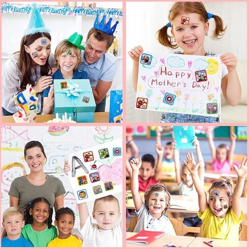 600 Pcs Roll Kids Sticker, 3 Pack in 30 Designs,1-1/2 Inch Self Adhesive Label Cartoon Stickers for Kids Teacher (Cartoon) in Kuwait