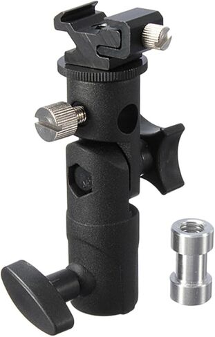 Wakauto Adjustable Flashlight Mount Bracket for Photography with Horizontal and Vertical Positioning, Aluminium Alloy and Abs Material, 3/8' to 1/4' Screw Adapter, Black Umbrella Clamp in Saudi Arabia