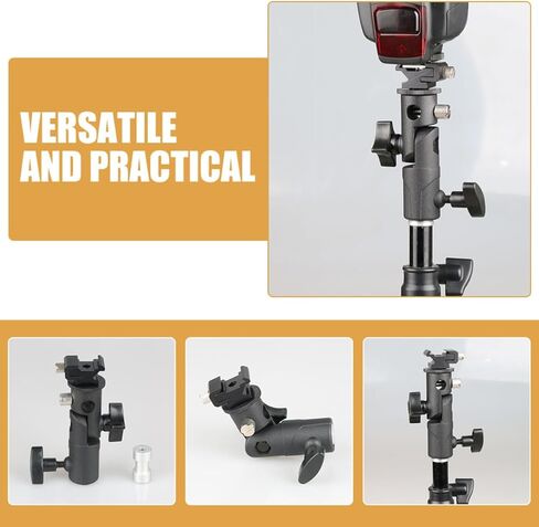 Adjustable Flashlight Bracket Holder for Photography, Aluminum Alloy and Abs Material, Securely Hold Equipment with 3/8 and 1/4 Screw Mounts, Compatible with Light Stand Umbrella in Kuwait