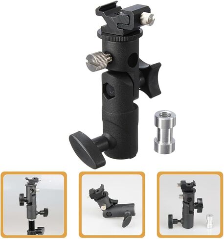 Adjustable Flashlight Bracket Holder for Photography, Aluminum Alloy and Abs Material, Securely Hold Equipment with 3/8 and 1/4 Screw Mounts, Compatible with Light Stand Umbrella in Kuwait