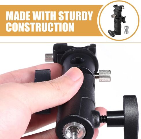 Adjustable Flashlight Bracket Holder for Photography, Aluminum Alloy and Abs Material, Securely Hold Equipment with 3/8 and 1/4 Screw Mounts, Compatible with Light Stand Umbrella in Kuwait