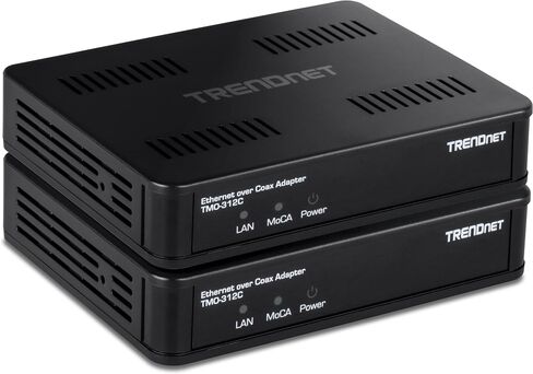 TRENDnet Ethernet Over Coax MoCa 2.5 Adapter (2-Pack), TMO-312C2K, Backward Compatible with MoCA 2.0/1.1/1.0, RJ-45 Gigabit LAN Port, Supports Net Throughput up to 1Gbps, Black (Renewed) in Kuwait