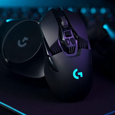 Logitech G903 LIGHTSPEED Wireless Gaming Mouse W/ Hero 25K Sensor, PowerPlay Compatible, 140+ Hour Battery Life and Lightsync RGB, Ambidextrous, 107G+10G optional, 25,600 DPI, Black (Renewed) in Saudi Arabia