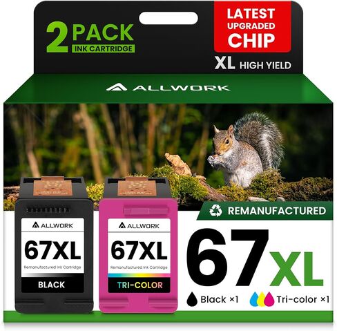 67XL Ink Cartridge Compatible for HP Ink 67 Black Color 2-Pack in Kuwait