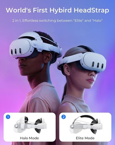 Aubika New Hybrid VR Head Strap for Meta Quest 3/3S, 2-1 Halo Elite Mode in Kuwait