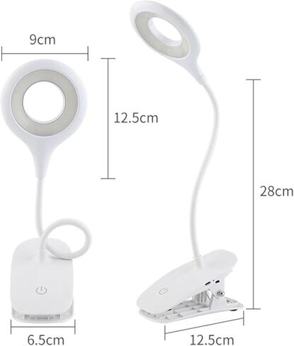 2X LED Reading Light with Clip - USB Rechargeable S, 20 Flexible Neck Lamp, Clamp Desk Lamps for Bed Headboard in Kuwait
