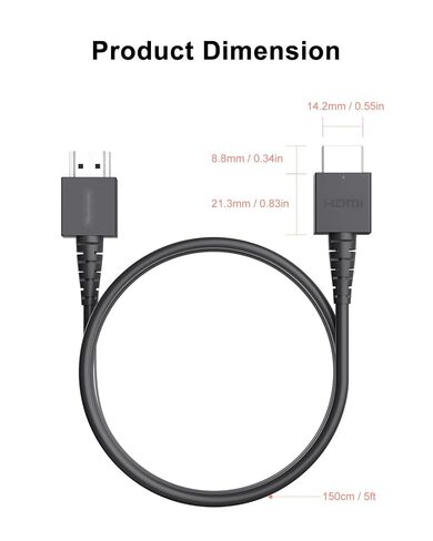 HDMI Cable 4K@60Hz Compatible with Nintendo Switch 2/OLED Wii, 5ft Cord in Kuwait