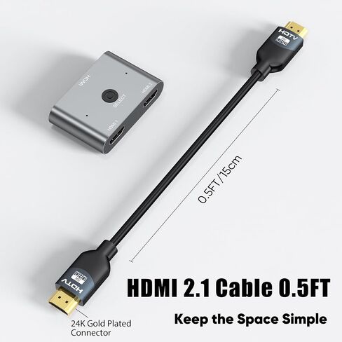 8K HDMI 2.1 Cable, 6 Inch, 2-Pack, 48Gbps in Kuwait