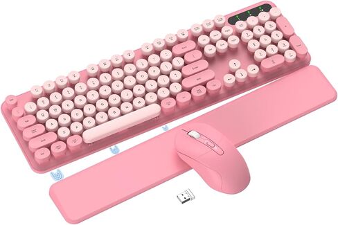 Typewriter Wireless Keyboard Mouse Combo, Magnetic Wrist Rest, Round Keycap in Kuwait