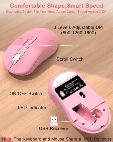 Typewriter Wireless Keyboard Mouse Combo, Magnetic Wrist Rest, Round Keycap in Kuwait