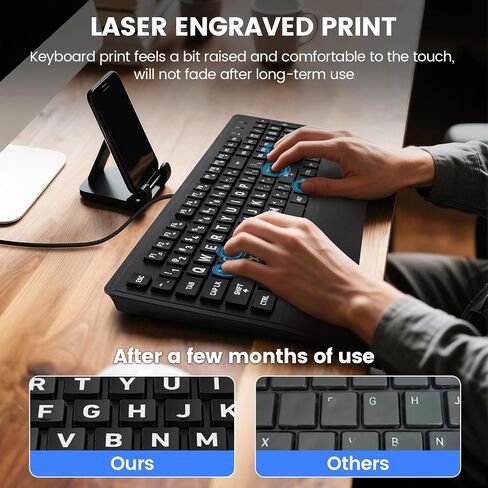 Large Print Keyboard Mouse Combo for Seniors, Wired 3-in-1 Set in Kuwait