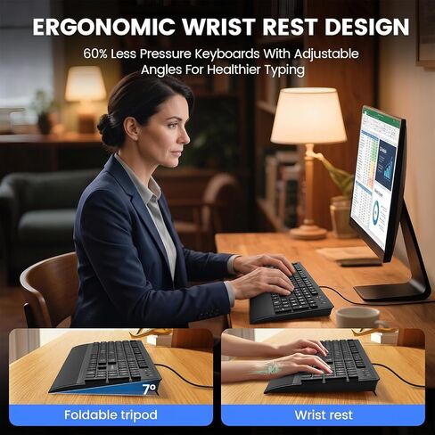 Large Print Keyboard Mouse Combo for Seniors, Wired 3-in-1 Set in Kuwait