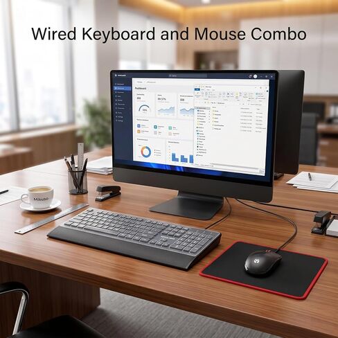 Large Print Keyboard Mouse Combo for Seniors, Wired 3-in-1 Set in Kuwait