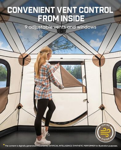FanttikOutdoor Alpha C6 Pro Camping Tent 6 Person Pop Up Instant Cabin Setup in 60 Seconds Portable Hub Tent with Rainfly & Windproof for Outdoor Camping & Overlanding, Khaki in Kuwait