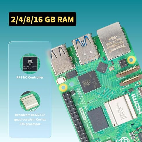 iRasptek Starter Kit for Raspberry Pi 5 16GB RAM 64GB with Bookworm OS Pre-Installed(Red&White Case) in Kuwait