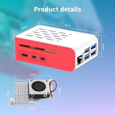 iRasptek Starter Kit for Raspberry Pi 5 16GB RAM 64GB with Bookworm OS Pre-Installed(Red&White Case) in Kuwait