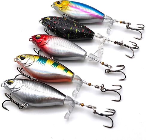 5Pcs Premium Top Water Fishing Lures, Fishing Lure for Bass with Soft Propeller Tail for Catfish,Pike Perch, Bass, Lures for Freshwater or Saltwater in Kuwait