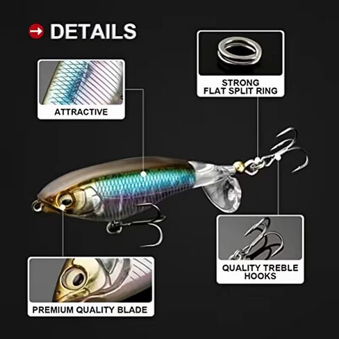 5Pcs Premium Top Water Fishing Lures, Fishing Lure for Bass with Soft Propeller Tail for Catfish,Pike Perch, Bass, Lures for Freshwater or Saltwater in Kuwait