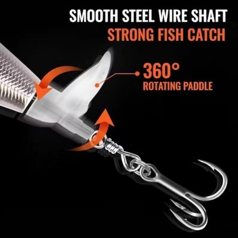 5Pcs Premium Top Water Fishing Lures, Fishing Lure for Bass with Soft Propeller Tail for Catfish,Pike Perch, Bass, Lures for Freshwater or Saltwater in Kuwait