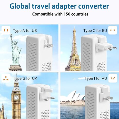 2000W 220V to 110V Voltage Converter US to Europe for Hair Dryers(White) in Kuwait