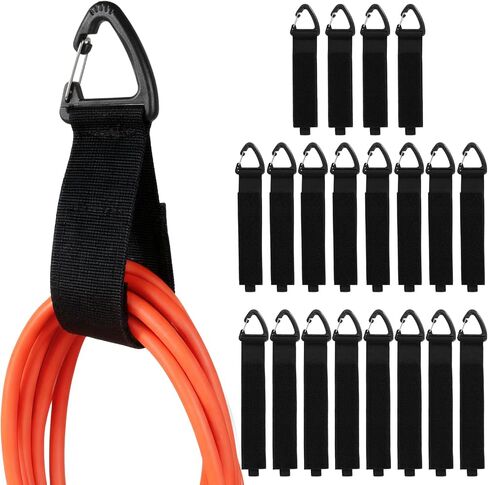20-Pack Heavy Duty Storage Straps (4S/8M/8L), Extension Cord Organizer & Cable Hanger with Triangle Buckle, 50 lbs Capacity Hook and Loop Wrap for Hose, Rope, RV and Garage Organization, Black in Kuwait