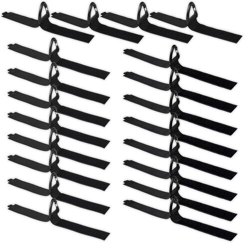 20-Pack Heavy Duty Storage Straps (4S/8M/8L), Extension Cord Organizer & Cable Hanger with Triangle Buckle, 50 lbs Capacity Hook and Loop Wrap for Hose, Rope, RV and Garage Organization, Black in Kuwait