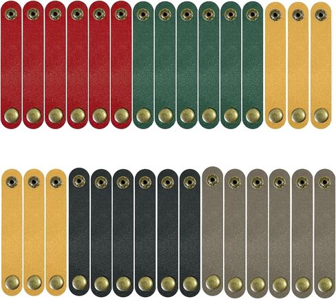 Leather Cable Organizer 30 Pack Portable Headphone Winder USB Cable Strap Handmade Earphone Cord Organizer Cable Clips Reusable Leather Cable Clips Available in 5 Colors in Kuwait